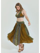 Green Plus Size Skirt with Waist Tie and Gipe Detail 4592